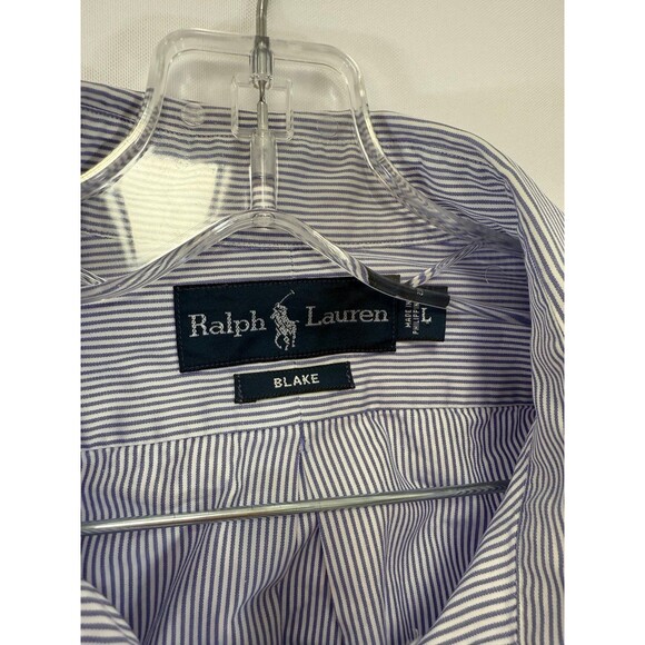 Ralph Lauren Button Down Long Sleeve “Blake” Men’s Size L Stripe Blue/White - Picture 3 of 3
